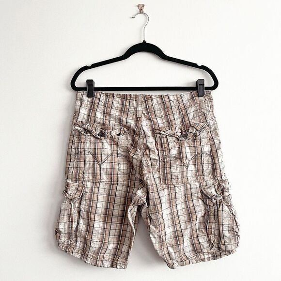 Levi's Mens Cargo Shorts Multiple Pockets Cotton Plaid Brown Size 32 - Picture 2 of 9
